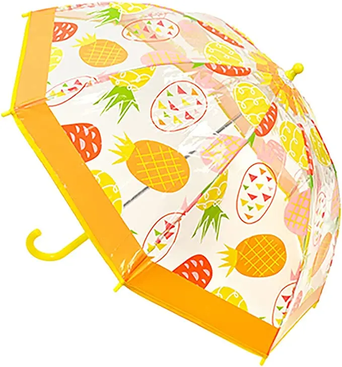 Kav Kids Transparent School Umbrella – Pineapple-Themed Dome Parasol For Boys & Girls 1