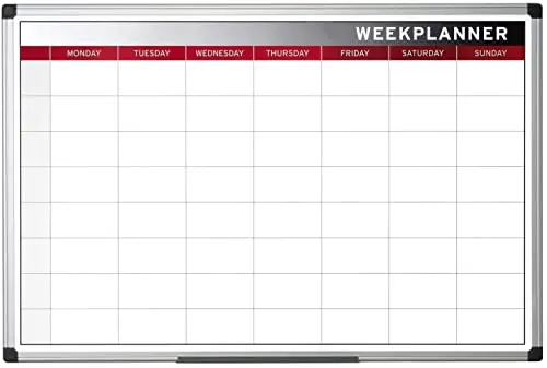 Kav Magnetic Weekly Planner Board – 90 X 60 Cm Aluminium-Finish Wall-Mounted Dry Erase Calendar With Pen 1