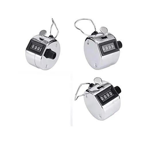 Kav Mechanical Handheld Tally Counter – 4-Digit Manual Lap Counter With Finger Ring – Sport & Event Use (3-Pack) 1