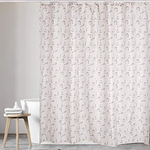Kav Mildew-Resistant Shower Curtain – Polyester Fabric, Metal Grommets, Waterproof Cream Design (180 × 180 Cm) 1