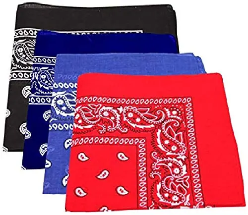 Kav Multi-Function Bandana Pack (4 Pcs) – Versatile Headband, Neck Scarf, Face Cover & Sport Accessory In Black, Purple, Blue & Red 1