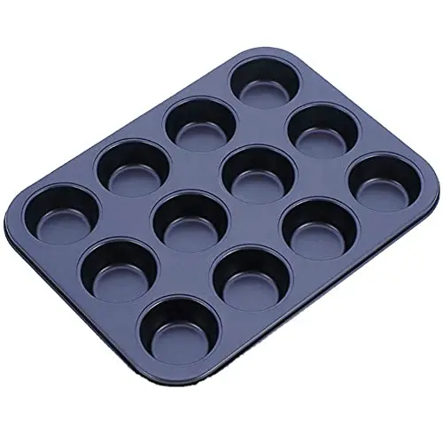 Kav Non-Stick 12-Cup Carbon Steel Muffin Tray – Baking Pan For Cupcakes, Yorkshire Puddings & Oven-Safe Recipes (33 X 26.5 X 3 Cm) 1