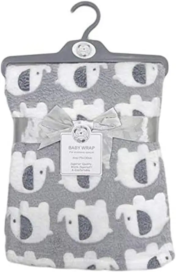 Kav Organic Cotton Layered Baby Blanket – Supersoft Grey Elephant Print Swaddle For Newborns & Toddlers 1