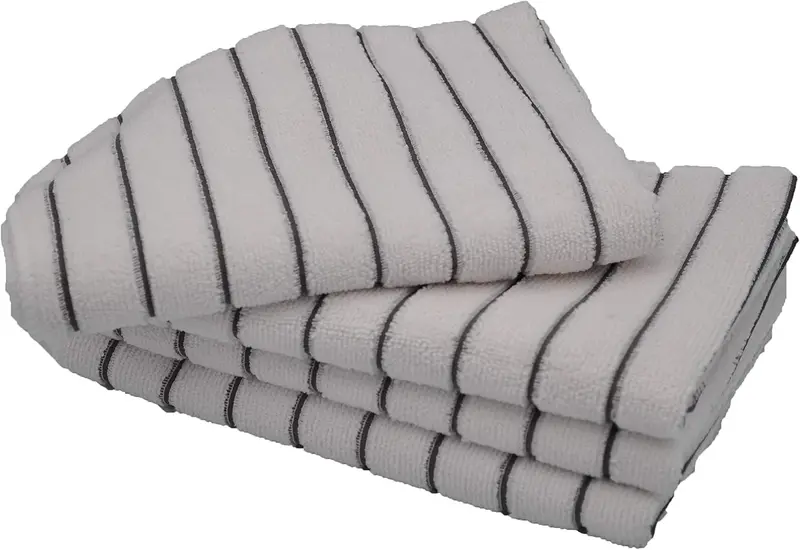Kav Premium Microfiber Dish Towels – Super-Absorbent, Lint-Free Kitchen Cloths With Subtle Stripe Design (45X65 Cm, 300 Gsm, 12-Pack) 1
