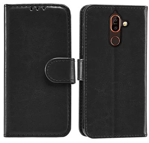 Kav Premium Pu Leather Wallet Case For Nokia 7 Plus – Black Matte Finish 1