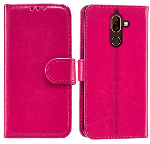 Kav Premium Pu Leather Wallet Case For Nokia 7 Plus – Pink Style 1