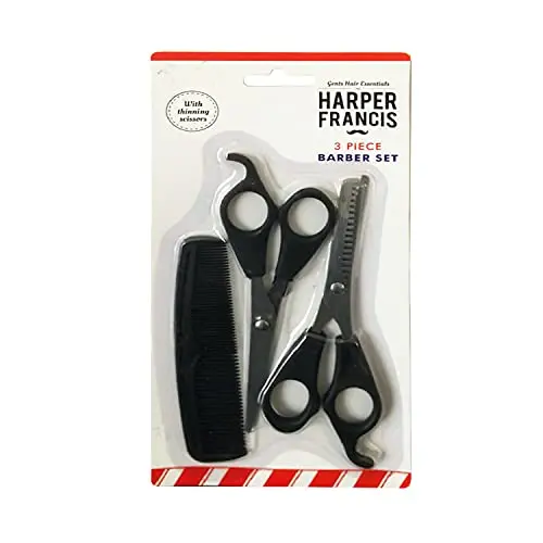 Kav Professional Barber Kit – 3-Piece Hair Cutting Set With Scissors & Comb For Salon & Home Styling 1