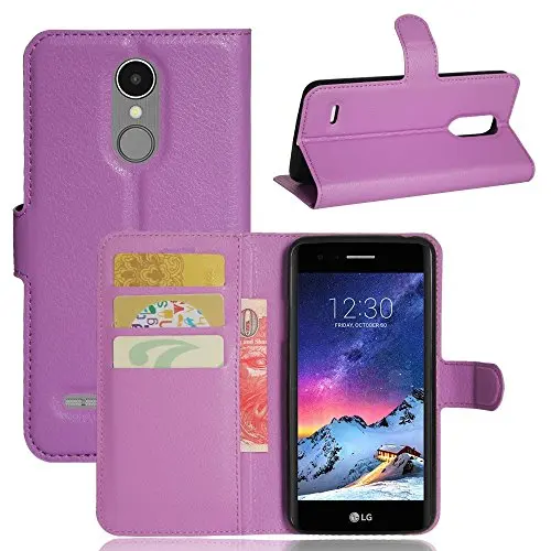 Kav Pu Leather Flip Wallet Case For Lg K8 (2017) – Purple, With Card Slots & Stand Function 1