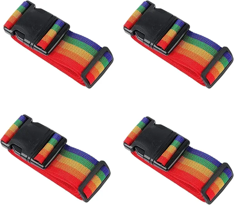 Kav Rainbow Luggage Straps (4-Pack): Heavy-Duty Adjustable Travel Belts With Quick-Release Buckles 1