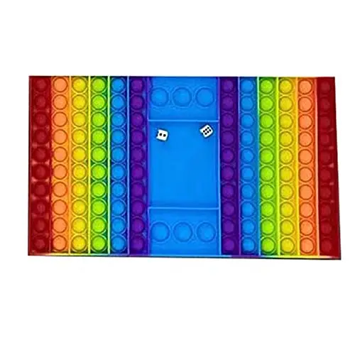 Kav Rainbow Silicone Bubble Pop Fidget Toy With Built-In Dual-Player Chess Board 1