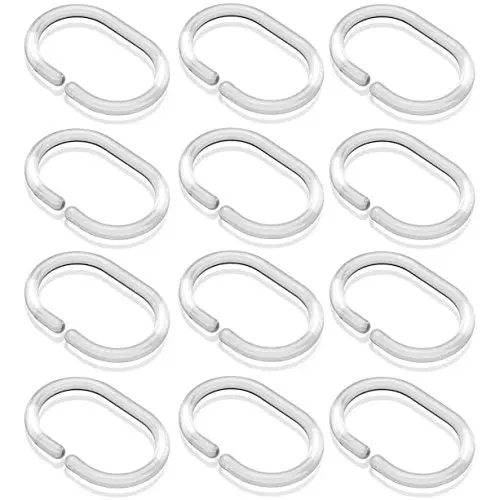 Kav Replacement Shower Curtain Rings – 12-Pack Clear C-Rings For Easy Installation 1
