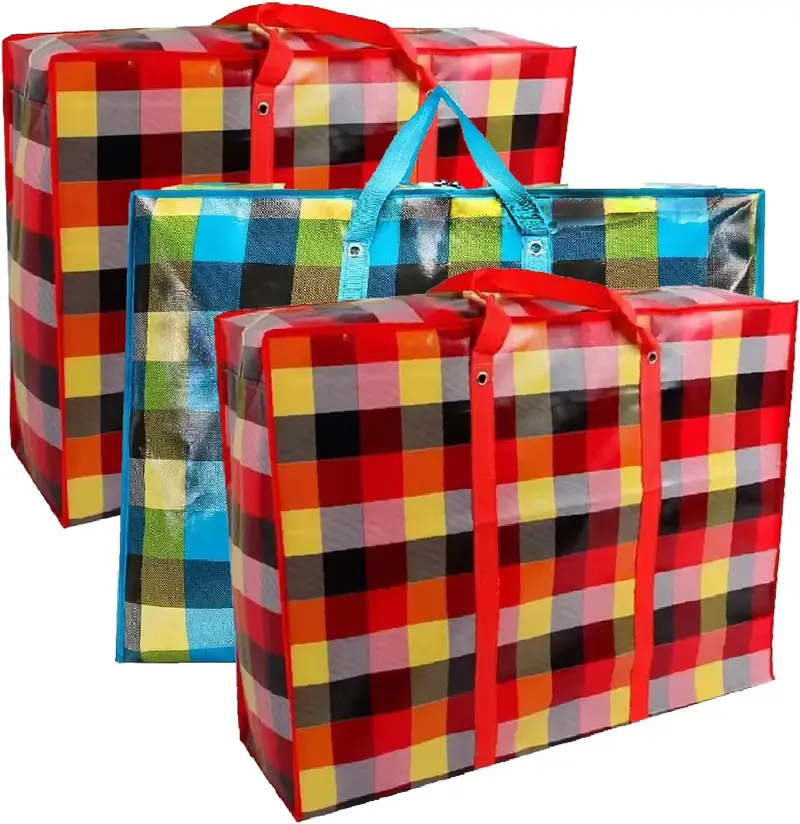 Kav Reusable Waterproof Shopping Bag: 50×35Cm Zippered Storage Tote With Handle (Random Colors) 1