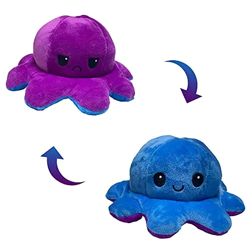 Kav Reversible Octopus Plush Toy – Double-Sided Soft Stuffed Animal In Purple & Blue For Kids And Collectors 1