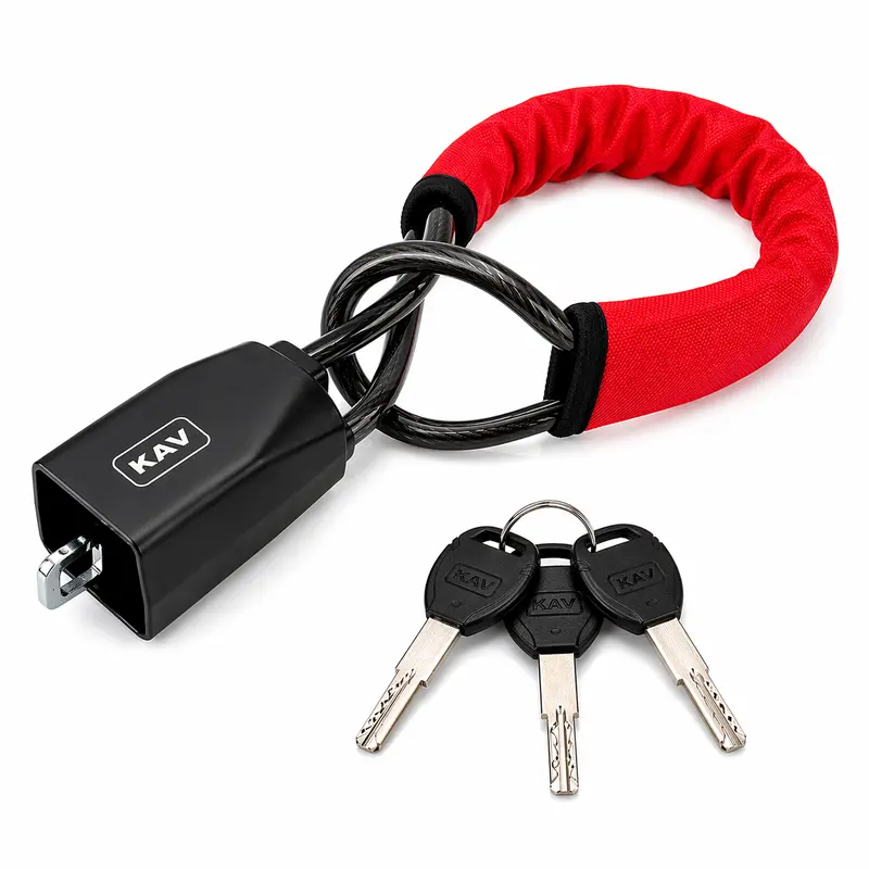 Kav Seat Belt To Steering Wheel Cable Lock – Adjustable Pvc-Coated Vehicle Security 1