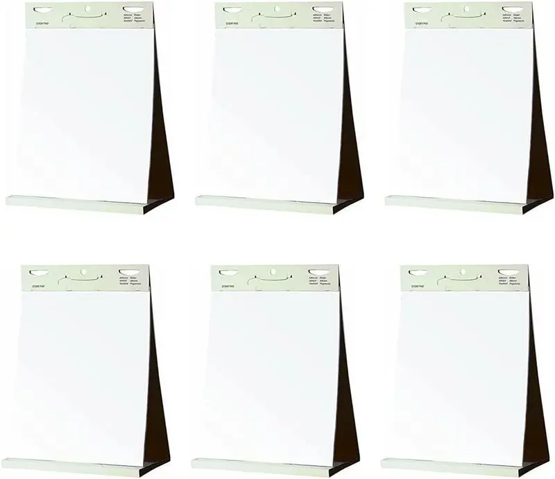 Kav Self-Adhesive Flipchart Pad: 6-Pack Of Plain Perforated Sheets (58.5 × 50Cm, 20 Sheets Each) For Offices & Classrooms 1