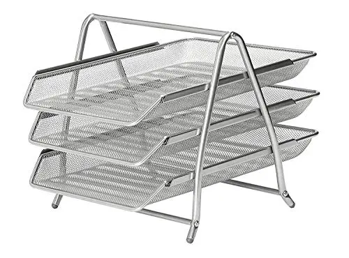 Kav Stackable A4 Mesh Letter Trays – Metal Wire Desk Organizer For Office Paper Management 1
