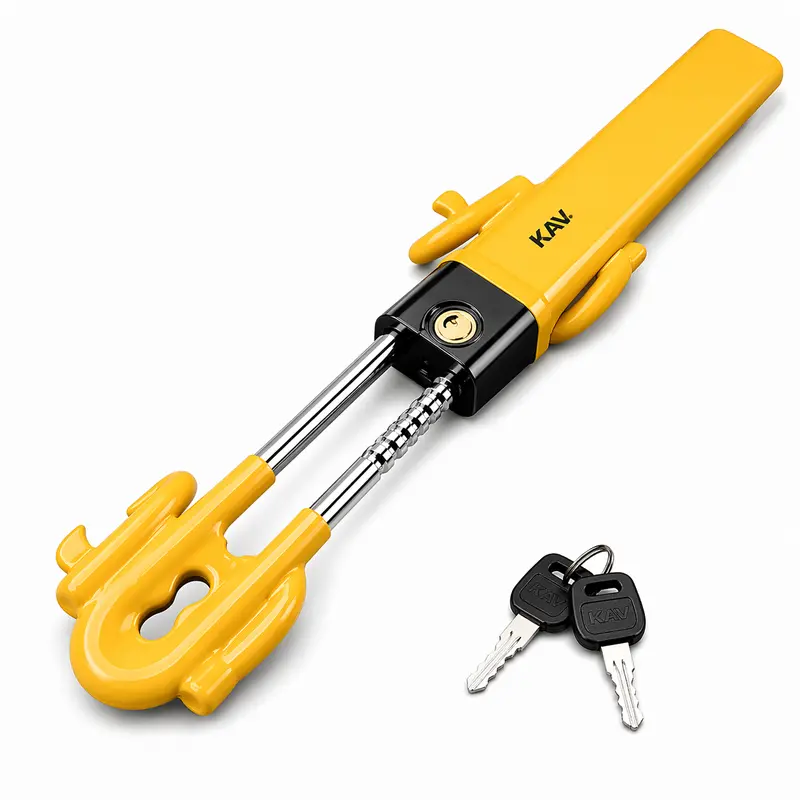 Kav Twin-Bar Yellow Steering Wheel Lock – High-Visibility Universal Anti-Theft Device 1