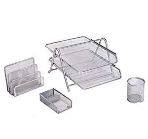 Kav Two-Tier Wire Mesh Desk Tray – A4-Sized Office Filing Organizer For Letters And Documents 1