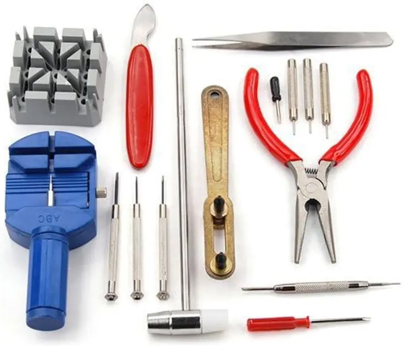 Kav Watch Repair Kit: Adjustable Link Pin Remover & 16-Piece Hammer Set For Strap Adjustment And Timepiece Maintenance 1