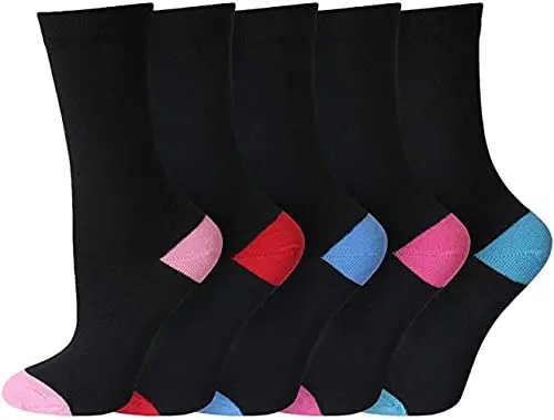 Kav Women’S Colourful Heel & Toe Socks Multipack – Cotton-Rich, Honeycomb Top, Breathable (5/10/15 Pairs) 1