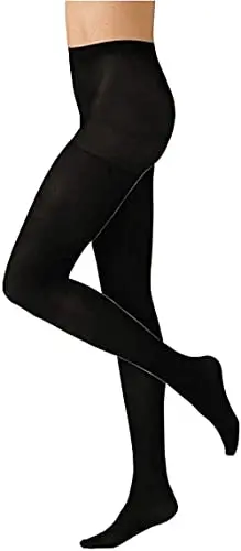 Kav Women'S Fleece-Lined Thermal Tights – Opaque Winter Leggings With Footed Design, Black (Medium) 1