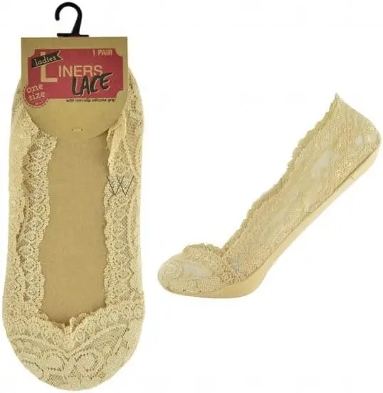 Kav Women’S Lace Liner Socks – 2-Pack Stretchy Cotton-Nylon Blend For Comfort & Fit 1