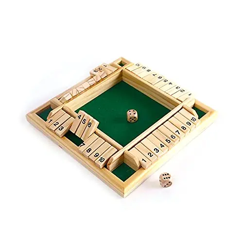 Kav Wooden Shut The Box Game – Dual-Sided Math Puzzle Board With Dice (22.5 Cm Square) 1