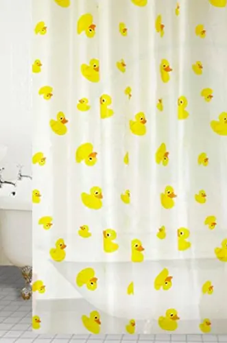 Kav Yellow Duck Peva Shower Curtains – 2-Pack, Kid-Friendly, 180 X 180 Cm 1