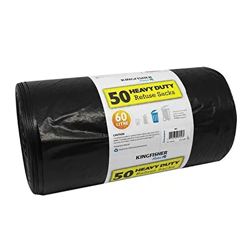 Kingfisher Bb2 Heavy-Duty 60L Black Bin Liners For Large Waste Bins 1