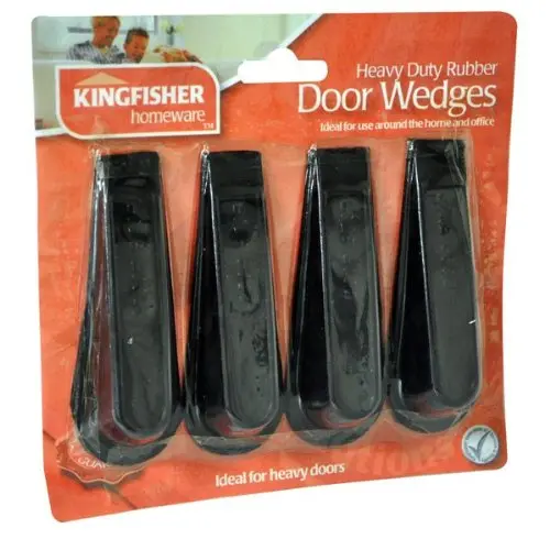 Kingfisher Black Rubber Door Stop Wedge – Pack Of 4 Non-Slip Hold-Open Solutions 1
