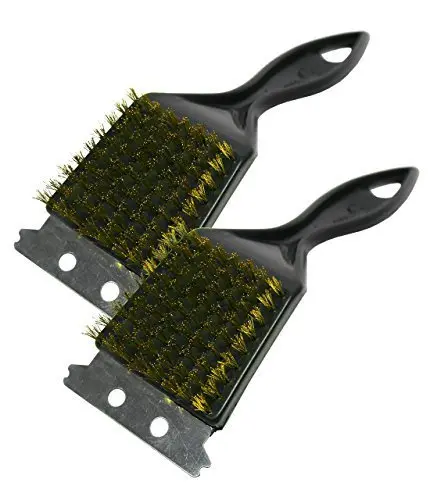 Kingfisher Dual-Pack Brass Bristle Bbq Cleaners – Grill Brushes With Integrated Metal Scrapers 1