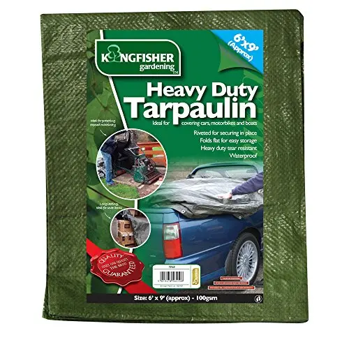 Kingfisher Heavy-Duty 6' X 9' Tarpaulin – 100 Gsm Dark Green Waterproof Cover 1