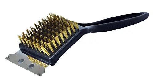 Kingfisher Heavy-Duty Bbq Brush With Brass Bristles And Integrated Metal Scraper 1