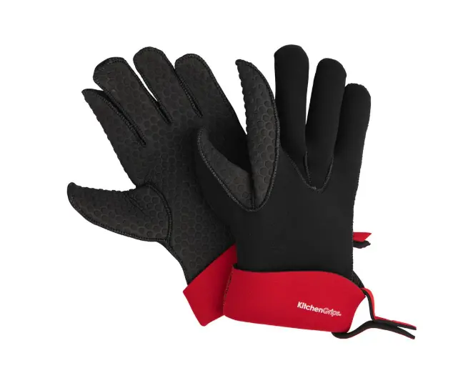 Kitchen Grips 5-Finger Heat-Resistant Gloves – Small, Cherry-And-Black 1