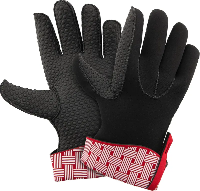Kitchen Grips 5-Finger Woven Heat-Resistant Gloves – Large, Cherry-And-White 1