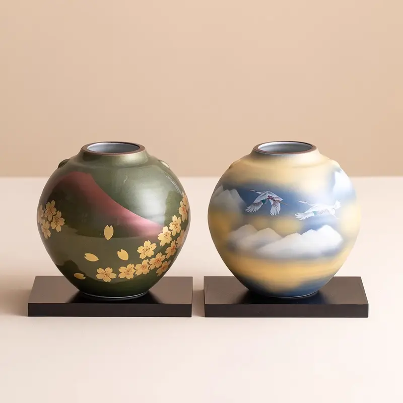 Kutaniyaki Yama No Megumi Vase Series – Mountain Bounty Theme 1