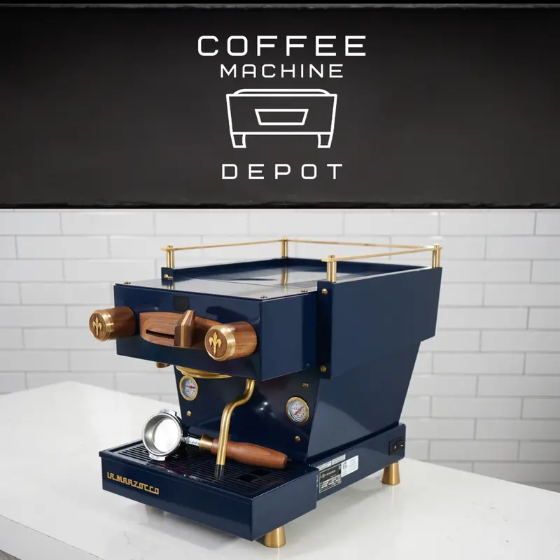 La Marzocco Linea Mini R Home Espresso Machine – Custom Navy Blue With Wood & Brass Accents 1