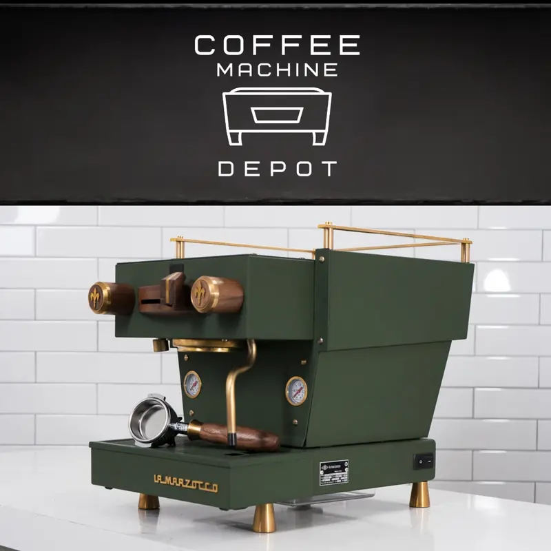 La Marzocco Linea Mini R – Matte Military Green Home Espresso Machine With Dark Wood & Brass Accents 1