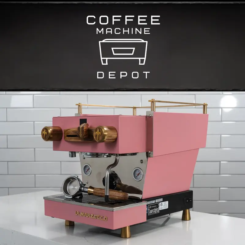 La Marzocco Linea Mini R – Matte Pink Home Espresso Machine With Walnut & Brass Finish 1