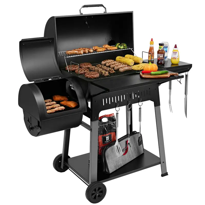 Large-Capacity Barrel Charcoal Grill And Offset Smoker — 824 Sq. In. Cooking Area 1