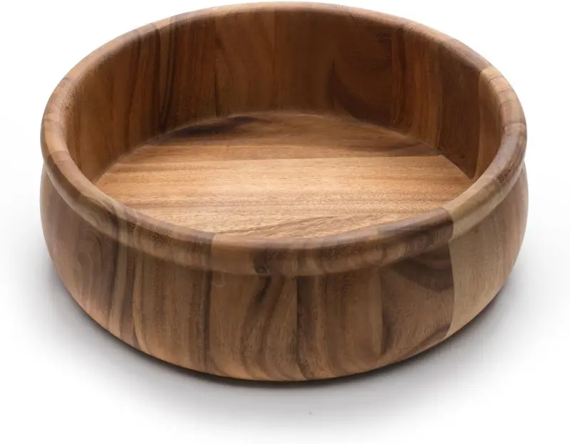 Large Ironwood Bead-Rim Salad Bowl – Hand-Finished Acacia 1