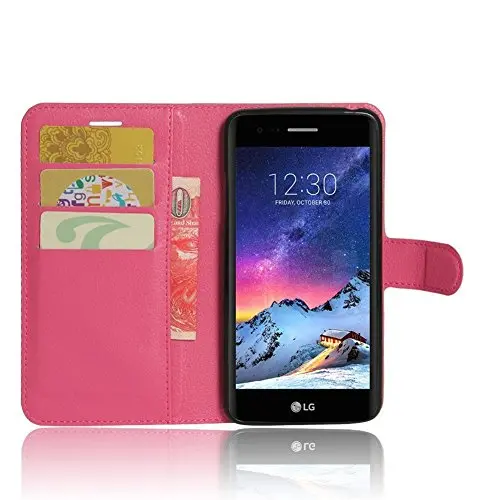 Lg K4 (2017) Pu Leather Wallet Case – Pink Flip Cover With Card Storage & Built-In Stand 1