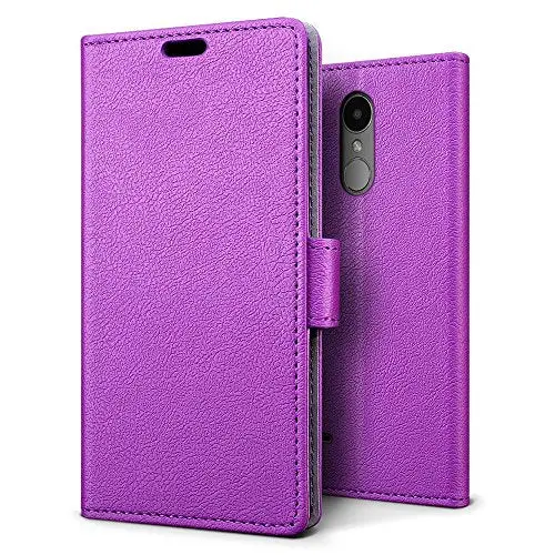 Lg K4 (2017) Pu Leather Wallet Case – Purple Flip Cover With Card Slots & Adjustable Stand 1