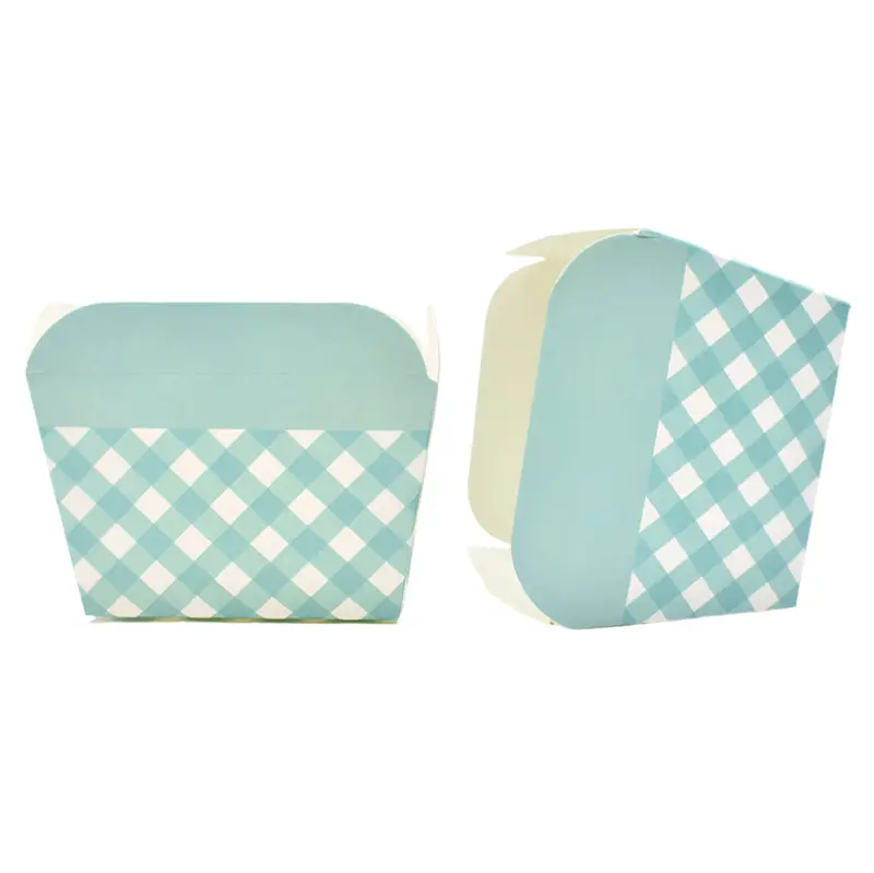 Light Blue Gingham Mini Muffin Cups – Festive 10-Pack (Cl034-D) 1