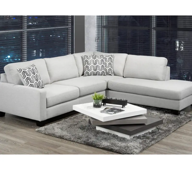 Light Grey Fabric Sectional – Airy, Neutral Living Room Sofa 1