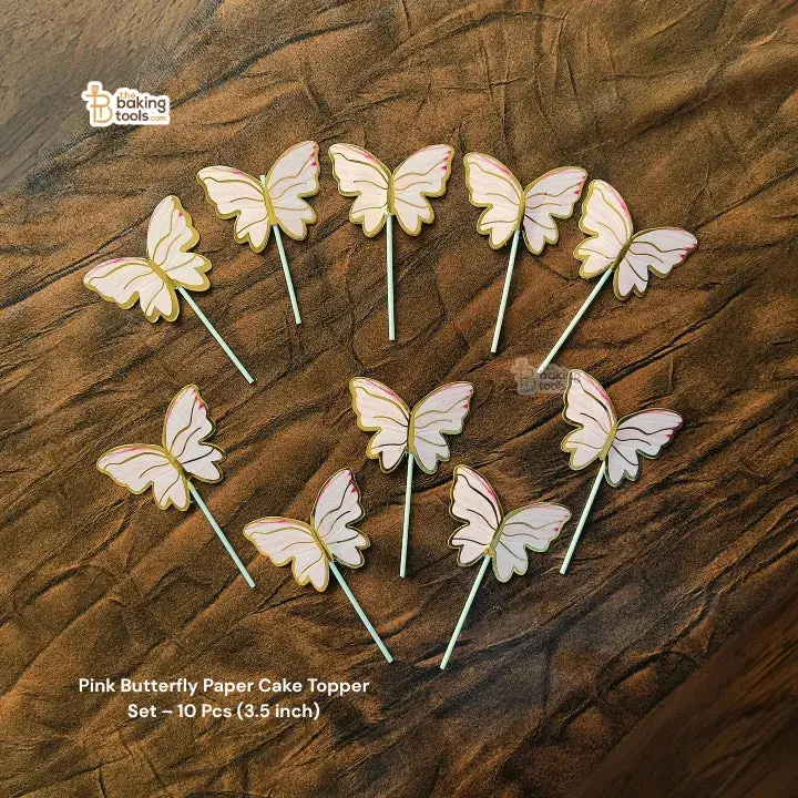 Light Pink Butterfly Paper Cake Toppers – 10-Pack, 3.5-Inch Delicate Cutouts 1