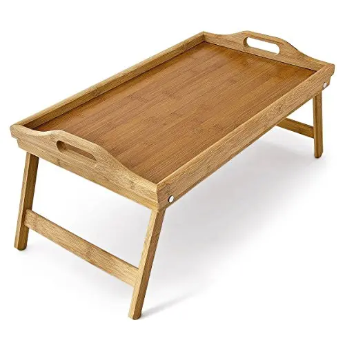 Lightweight Bamboo Serving Tray With Collapsible Wooden Legs 1