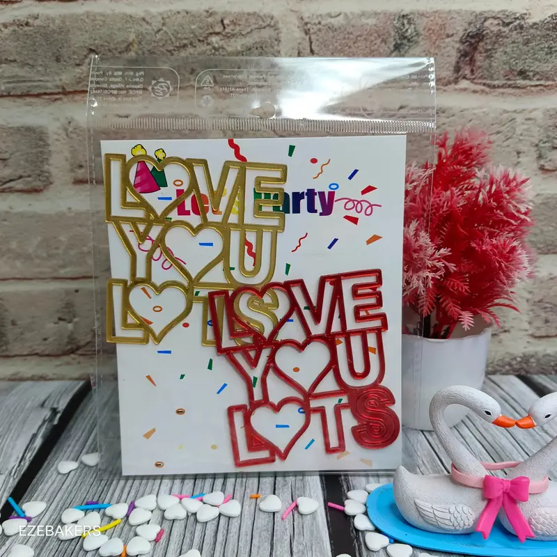 ‘Love You Lots’ Acrylic Cake Topper Set – Two-Piece Affectionate Dessert Decoration (Tpr227) 1