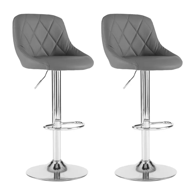 Madrid Dark Grey Leather Bar Stool – Premium Upholstered 1