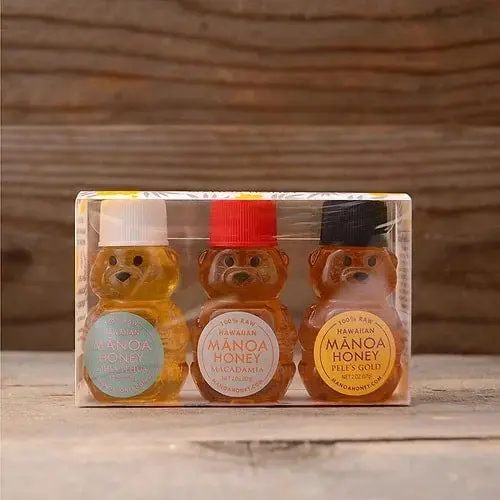 Manoa Honey Mini Bear Sampler – Trio Of Artisan Hawaiian Honey 1